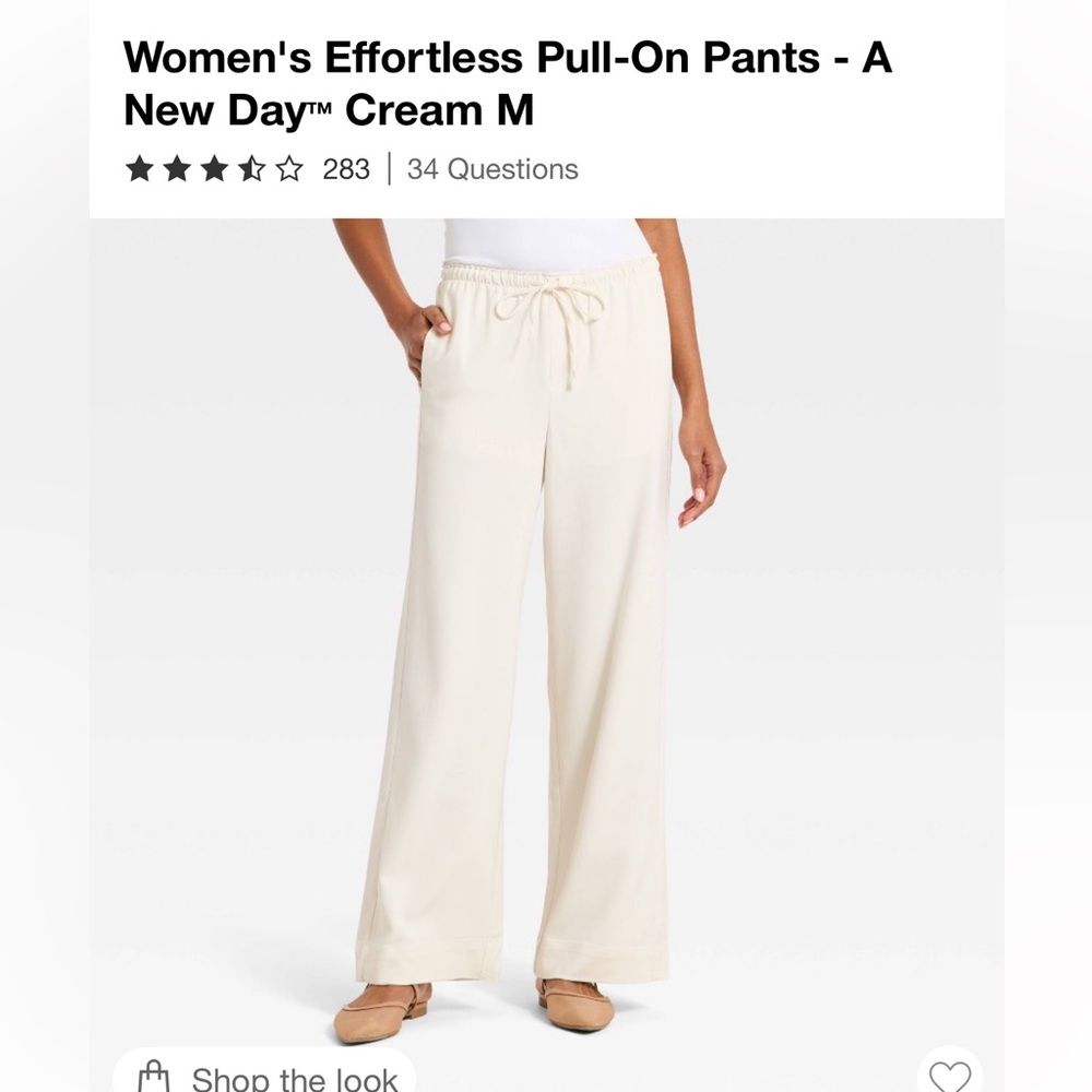 NWT viral target a new day wide leg Drawstring Pants in Cream medium